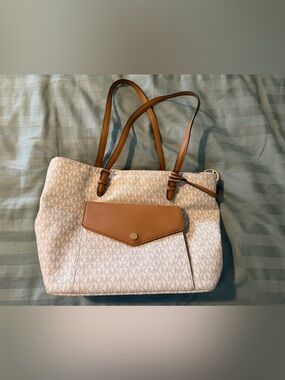 Michael Kors Jet Set Travel Tote. Cream and tan.